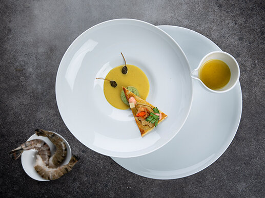 Master Chef Edition Black Tiger Garnele und Seidenmatjes mit Birnen-Bohnen-Speck